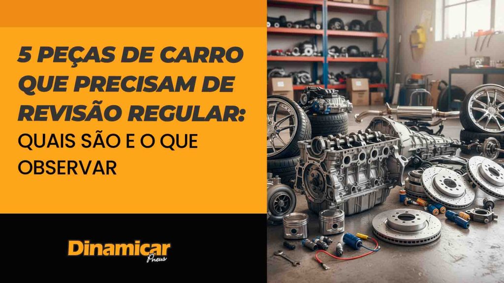 Revisão de carro no RJ: 5 peças que precisam de atenção Peças de carro dispostas no chão.